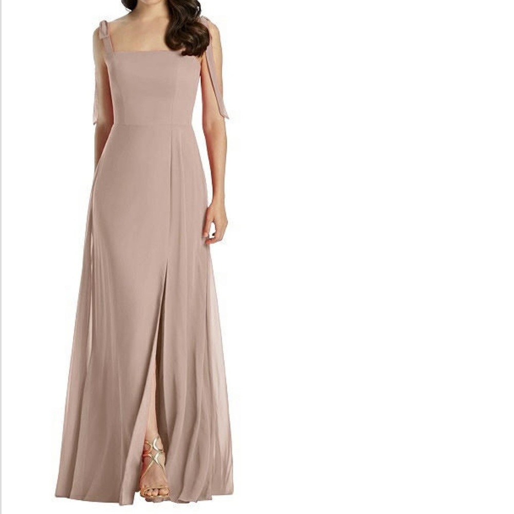 Dessy Collection Tie-Shoulder Chiffon Maxi